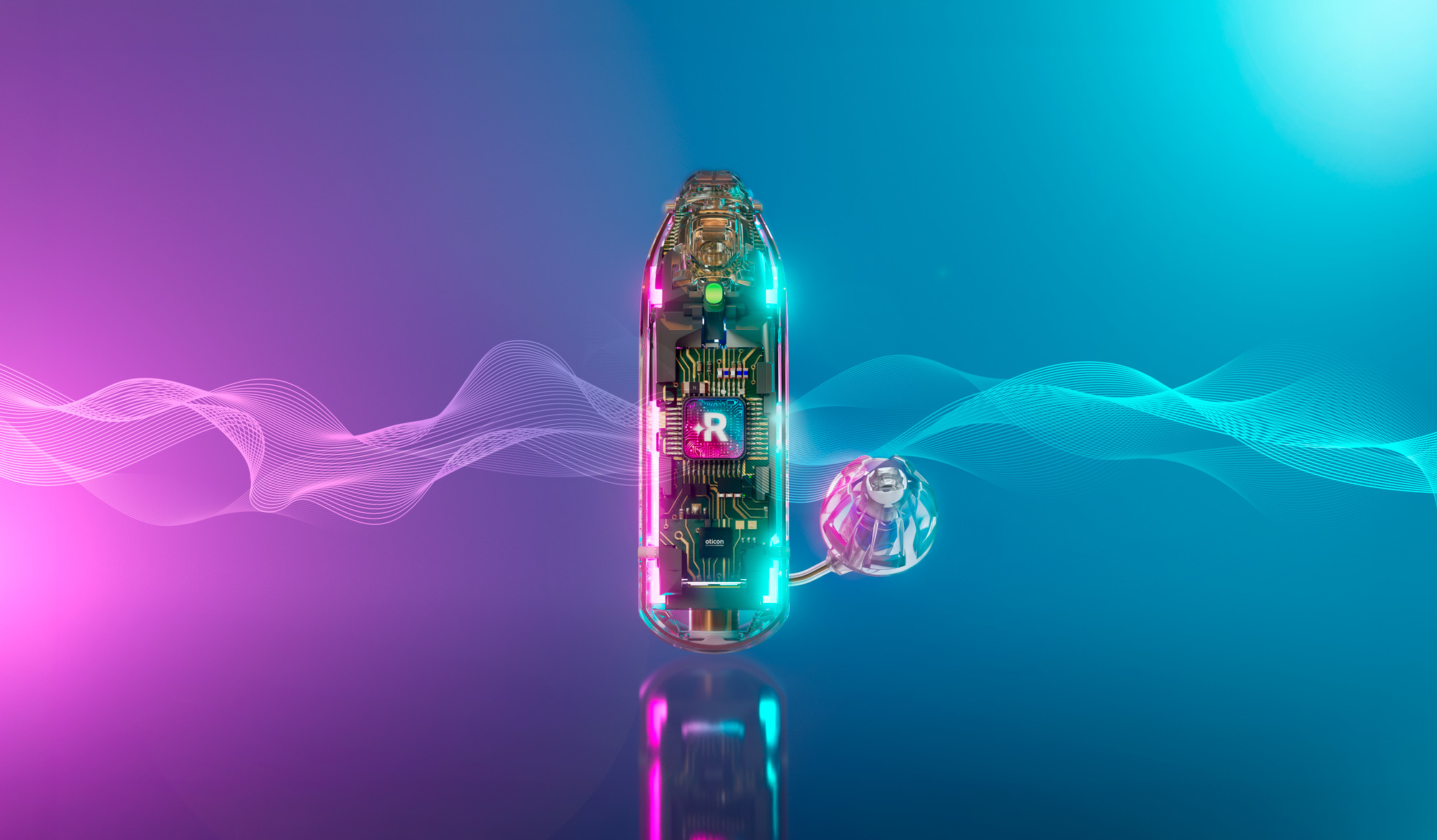 Oticon_Reveal_miniRITE_Transparent_with_Reveal_platform_DUAL_AI_Background_w_sound_waves